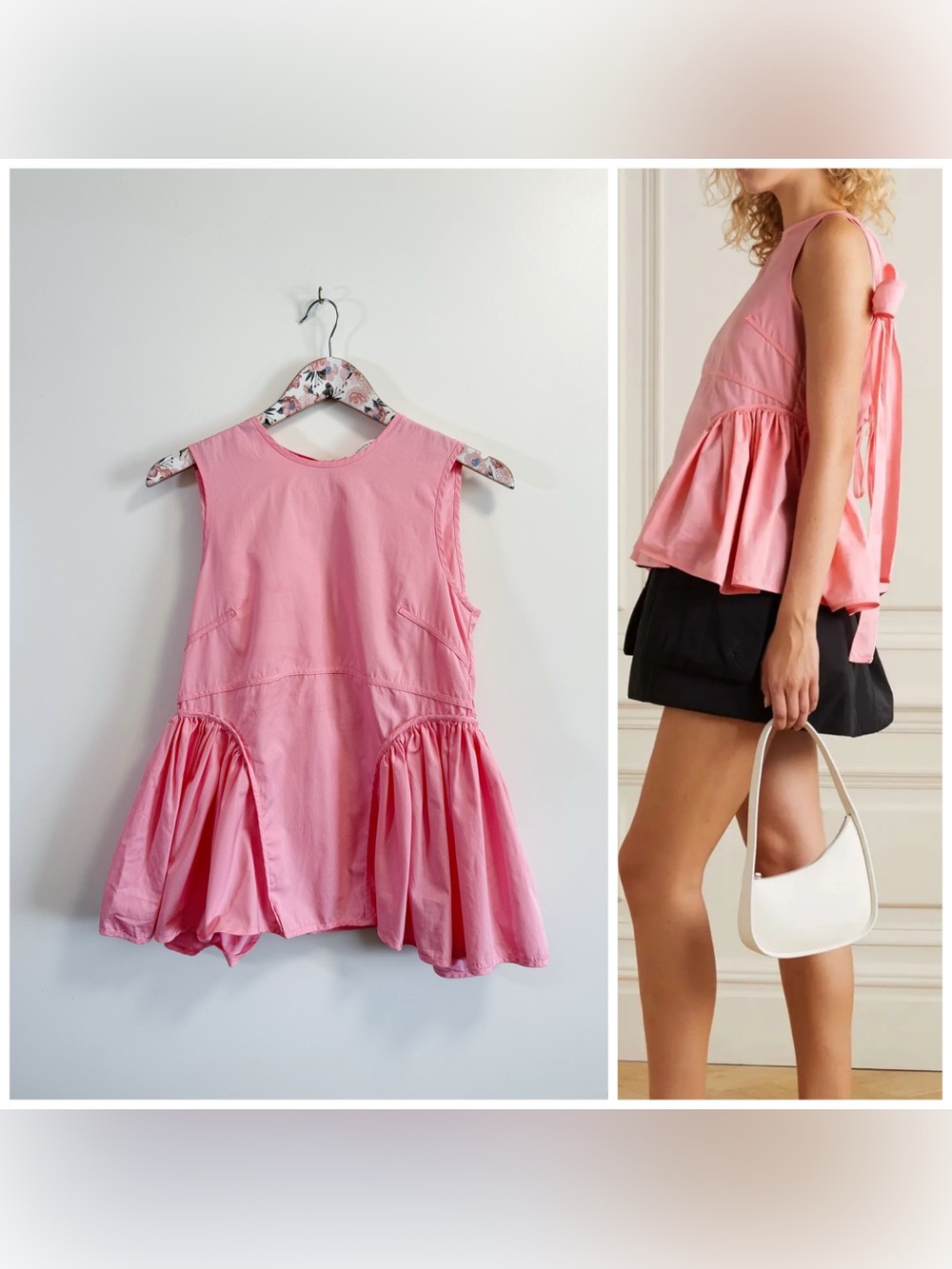 CECILIE BAHNSEN Dakota Pink Cotton Poplin Tie Back Top Blouse Size 4 US